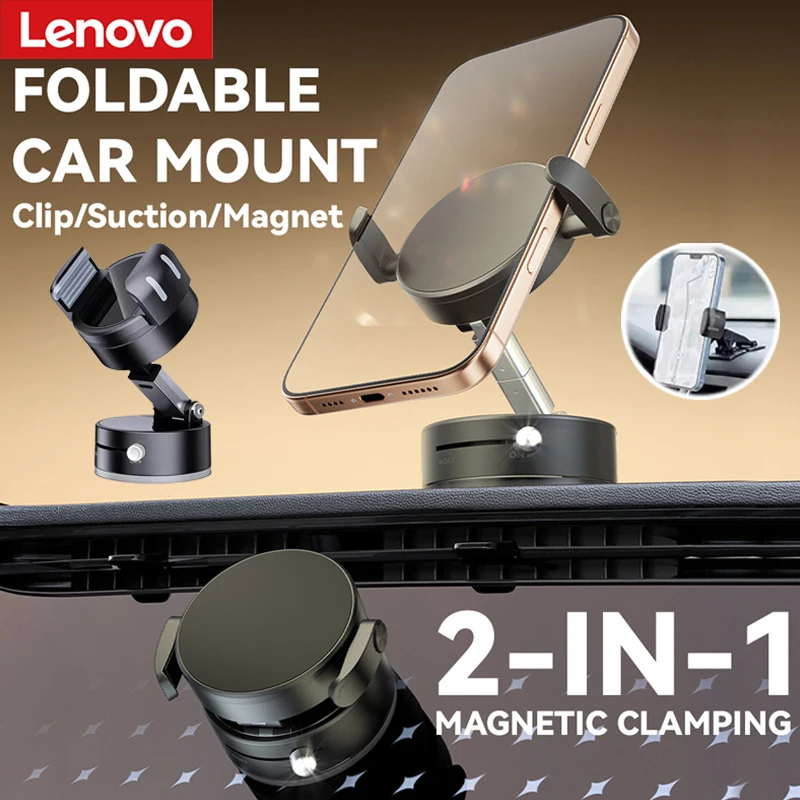 

Lenovo Magnetic 2-in-1 Vacuum Suction Cup Foldable Bracket Versatile Car Windshield Dashboard Suction Mount Hands-Free Viewing