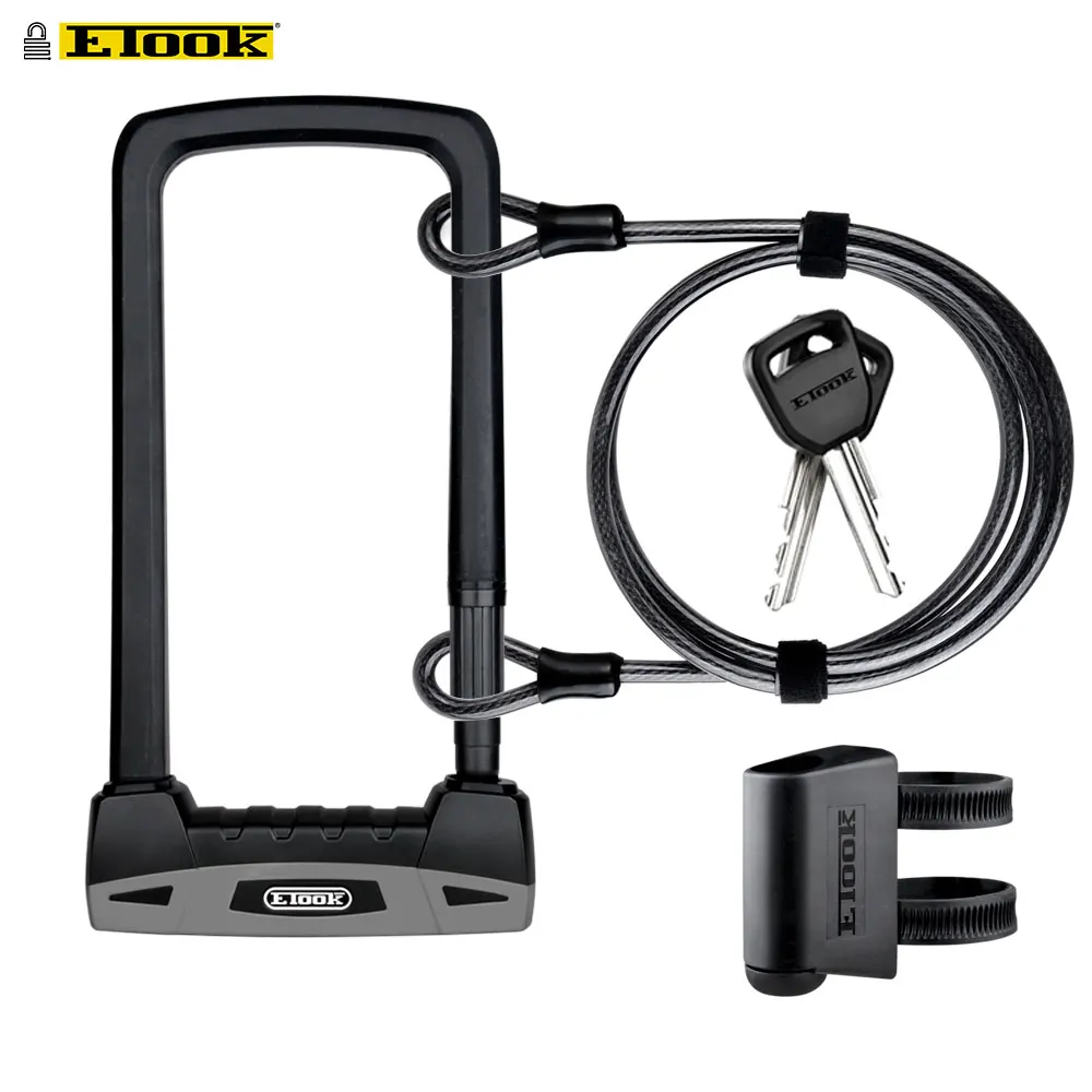 Etook Bicycle Lock U-lock Heavy Duty Anti Theft Motorcycle Scooter Lock MTB Bike Lock Anti Theft with Key Bicycle Accessories