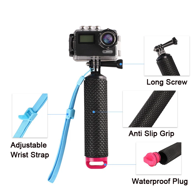 Action Camera Handler Floating Hand Grip Holder Mount for GoPro 12 11 10 9 Insta360 X4 X3 Underwater Camcorder Diving Snorkeling