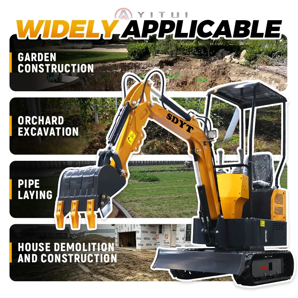 

Factory Directly Wholesale Mini Excavators 1.2ton Fast Delivery Multifunctional Mini Digger Machine Customized Epa Engine