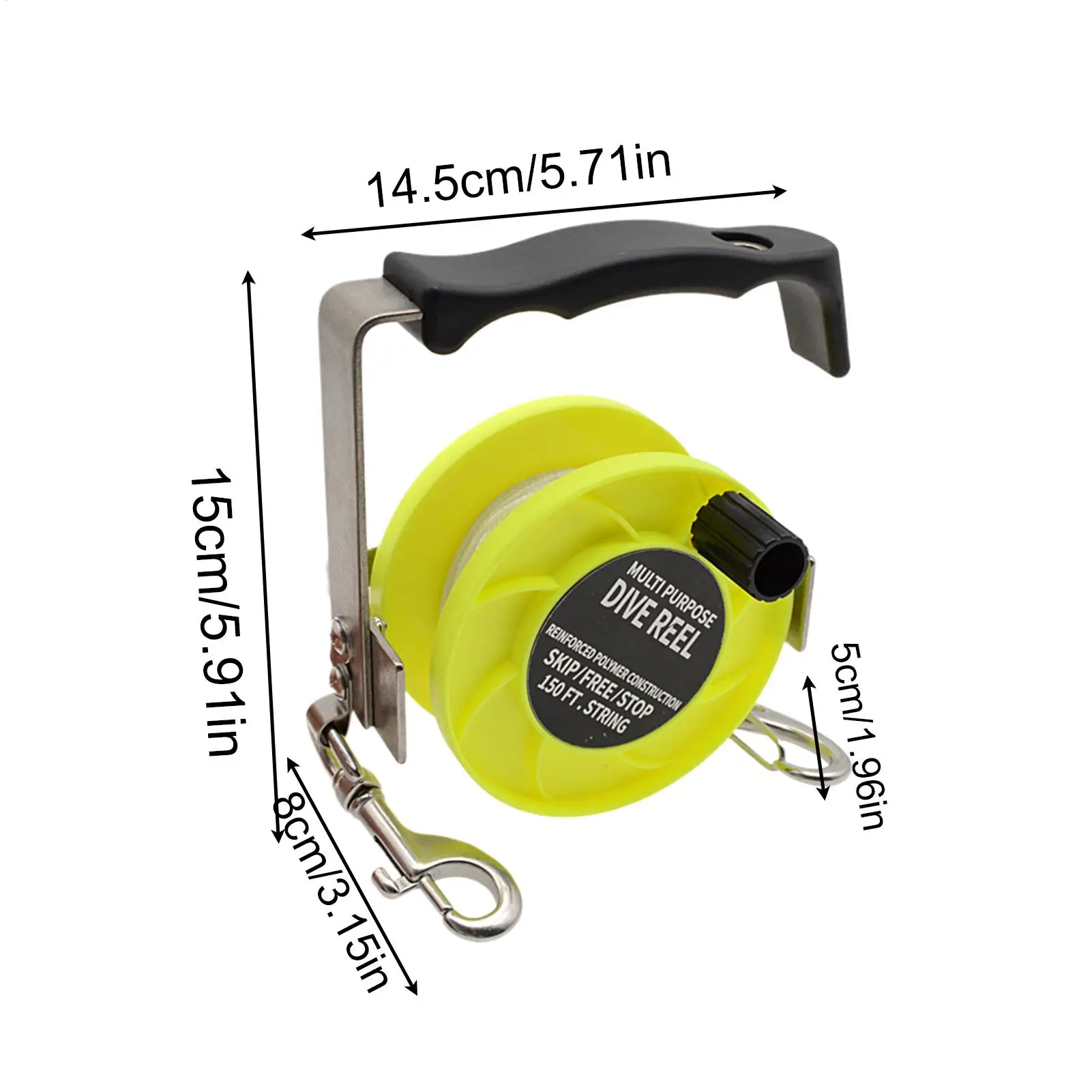 بكرة الغوص بكرة 290FT مريحة شديدة التحمل قابلة للتعديل من النايلون بكرة غوص ثابتة للغطس قارب صيد الأسماك في الهواء الطلق على الشاطئ