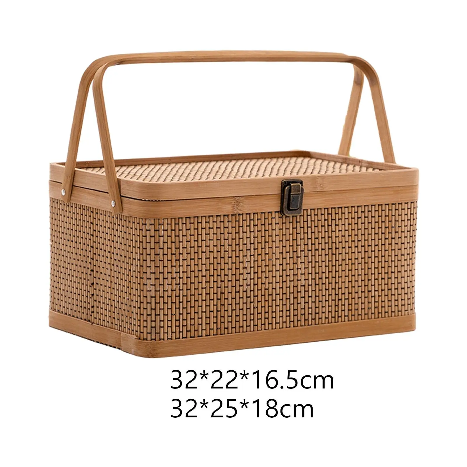 Moon Cake Basket Food Storage Basket Gift Basket Chinese Styles Lockable Lid Bamboo Basket Picnic Basket for Tea Picnic Lunch