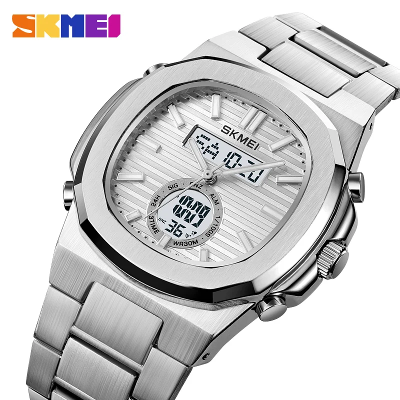 SKMEI 2279 Date Waterproof Wristwatch Relogio Masculino Mens Sports Watches Fashion Casual Business Quartz Watch 3 Time Light