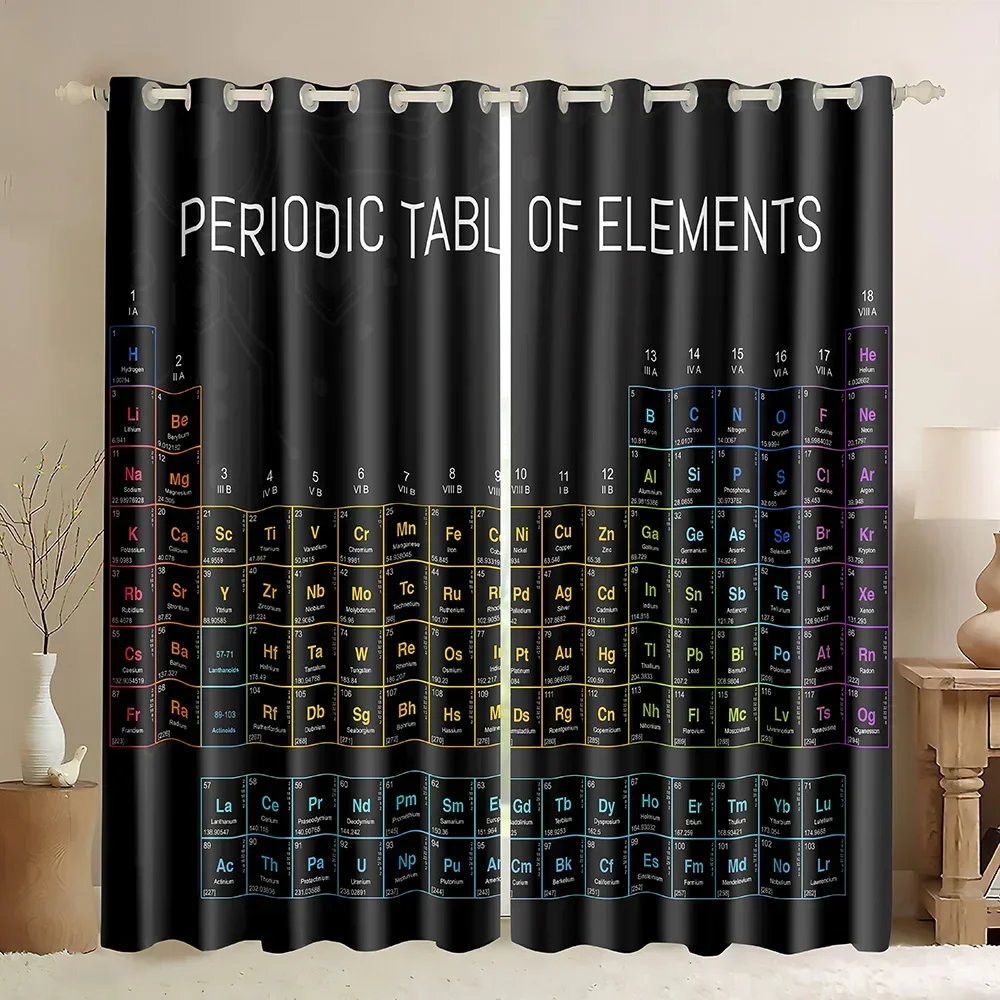 Periodic Table Window Curtain,Chemistry Classroom and Home Decor Science Lovers Element Table Learning Picture Blackout Curtains