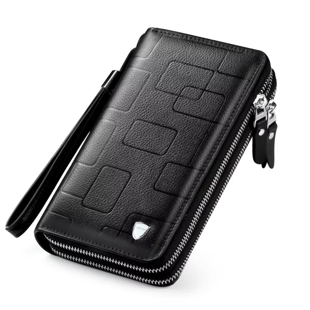 

Business clutch bag Soft leather zipper Large capacity men's wallet High quality long wallet