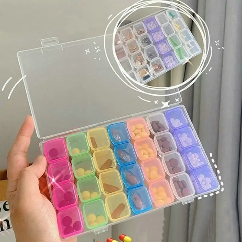 28 Girds Square Transparent Plastic Storage Box Organizer for Jewelry Nail Art Diamond Painting Accessories Container Boxes