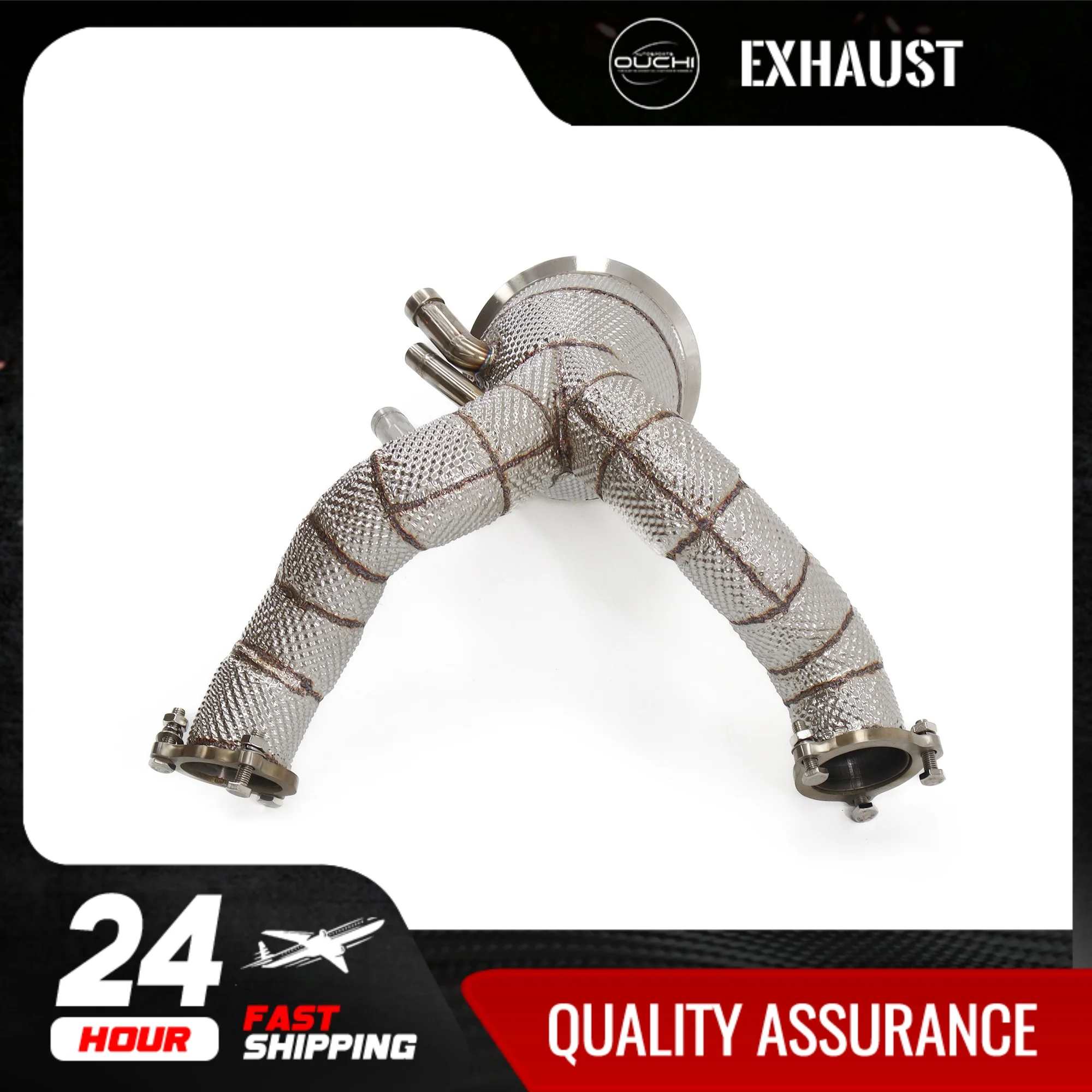 Fast shipping in 24 hours downpipe for Audi Q7 Q8 3.0T OUCHI Stainless steel exhaust system With heat shield Car Accessories