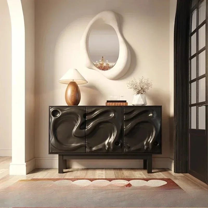 Italian creative side cabinet entrance entrance cabinet abstract art paint decorative TV cabinet