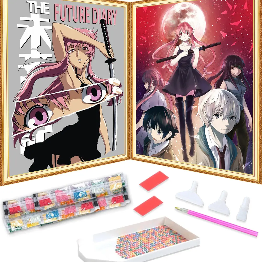 Diamond Painting Anime The Future Diary Cross Stitch Kits Japanese Manga Diamond Mosaic 5d DIY Picture Art Home Decoration Gift