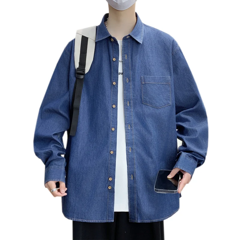 Men's Trendy Long Sleeve Shirt - Spring Summer Solid Color 100% Cotton Breathable Casual Shirt, Minimalist Style Utility Wear