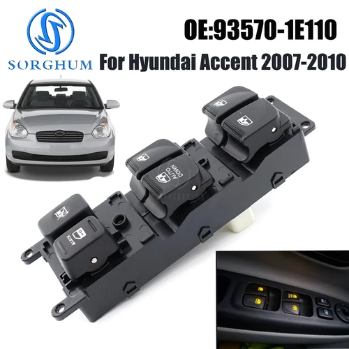 Accesorios de coche para Hyundai Accent 2007-2010 interruptor de ventanilla eléctrica delantera izquierda Control elevador botón de vidrio 93570-1E110 935701 E110