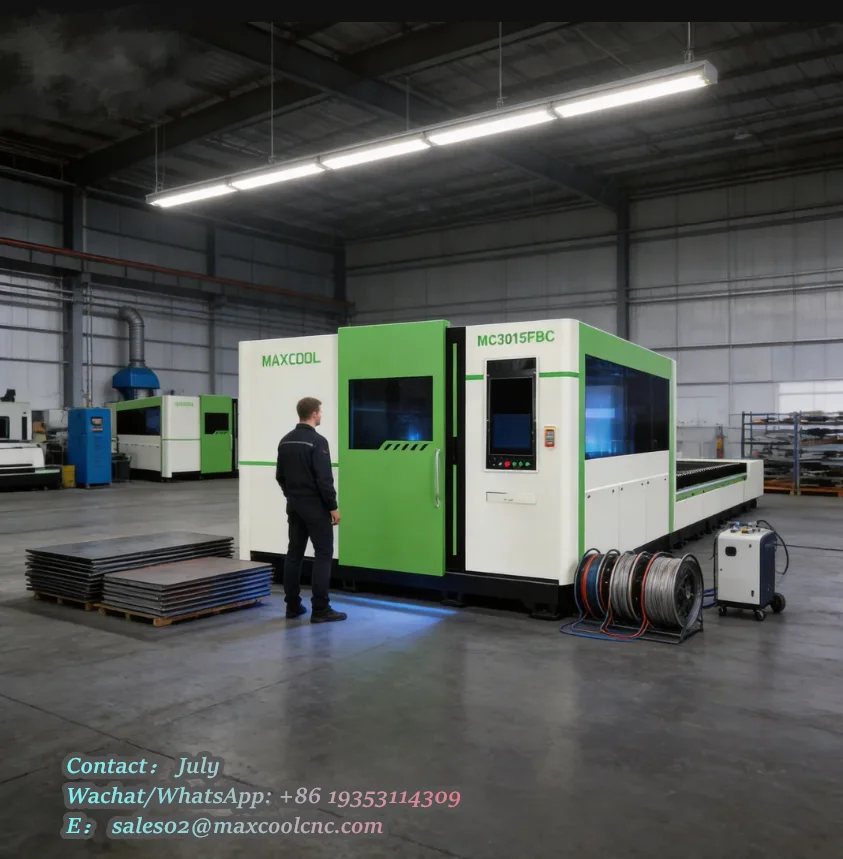 CNC Fiber Laser Cutting Machine MC3015FBC Enclosed Safety Protection with Exchange Platform High Cutting Precision