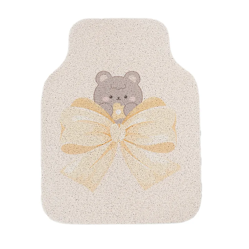 Cartoon Car Floor Mat Thickened Wire Ring Non-slip Wear-resistant Car Anti-dirty Floor Mat Cute Bear General Car Mat Accessories