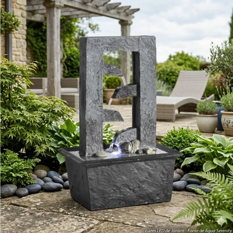 Innenbrunnen mit Beleuchtung aus Polyresin 15,8 x 11,8 x 24 cm
