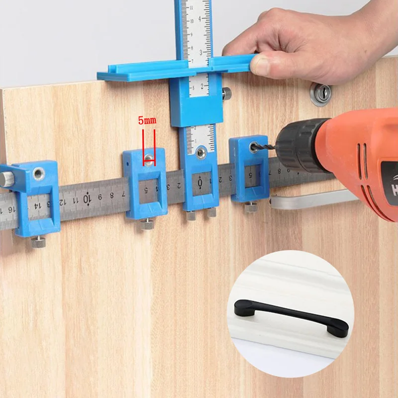 Woodworking Punch Hole Locator Cabinet Wardrobe Drawer Door Handle Installation Opening Multi-function Positioning Manual Tool