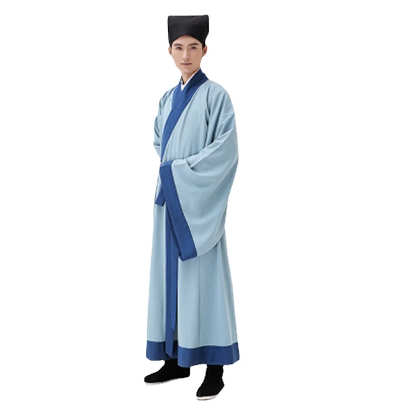 

Chinese robe ancient scholar student costumes men aldult Kimono China Traditional Vintage Ethnic stage cosplay Costume Hanfu