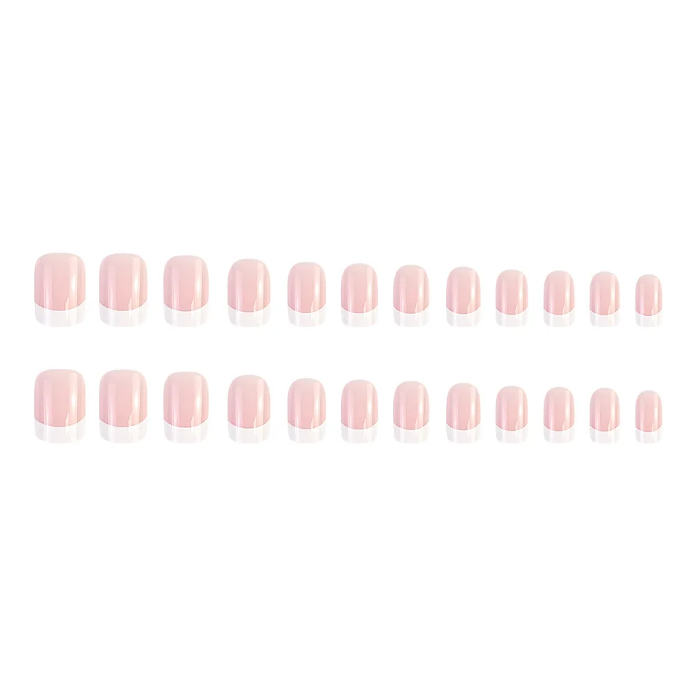 24 pieces of new French-style press-on nails (fashionable fake nail stickers), paired with 1 piece of jelly glue and 1 nail file