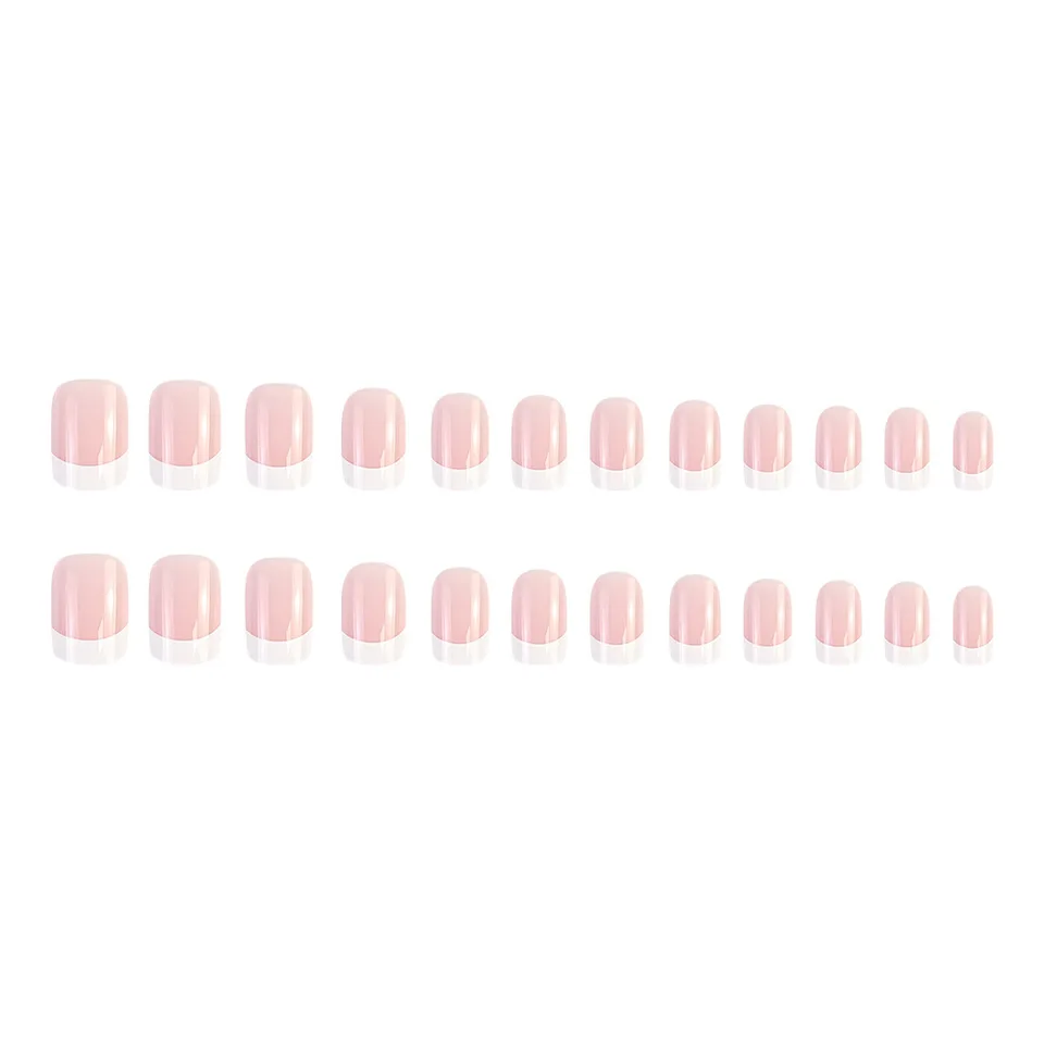 24 piezas de uñas postizas de estilo francés (pegatinas de uñas falsas de moda), acompañadas de 1 pegamento de gelatina y 1 lima de uñas 6