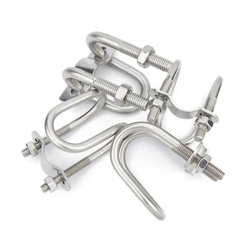 304 Stainless Steel Double U-Shaped Clamp Cross U-Shaped Bolt M6 M8 Pipe Clamp Hoop Special-Shaped Pipe Clamp for Aquaculture