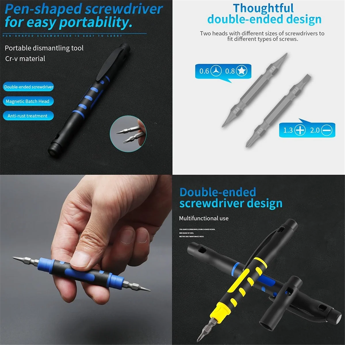 ABNJ 3Pack 4 in 1 Pocket Screwdriver Portable Multi-Purpose Screwdriver Eyeglass Repair Screwdriver Home Repair Screwdriver