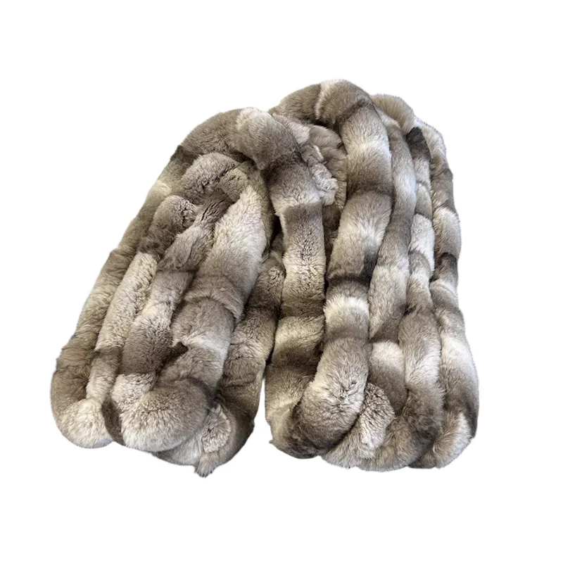 شتاء دافئ ريال ريكس الأرنب الفراء وشاح موضة سميكة رقيق عالية الجودة في الهواء الطلق السيدات طويلة حقيقية الفراء الخمار #4
