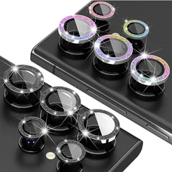 Glitter Diamond Camera Lens Protector for Samsung Galaxy S23 Plus S24 S25Ultra S25Ultra S25+ Metal Ring Tempered Glass Cover