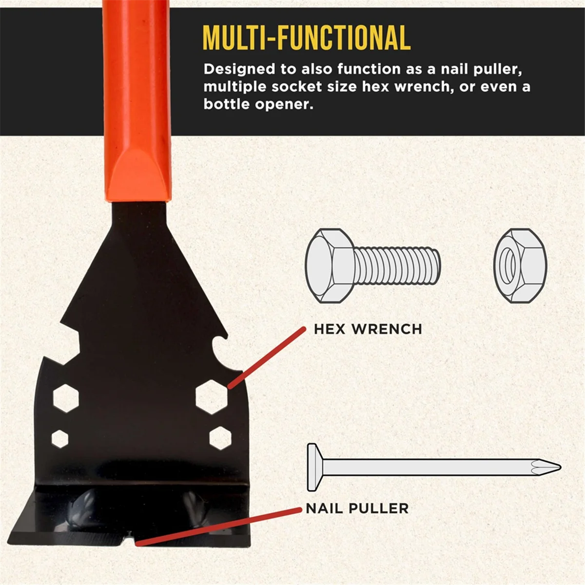 

T61C_MultiFunctional Trim Puller & Removal Tool - Perfect for Baseboard, Tile, Flooring - Safe & Durable Steel Construction