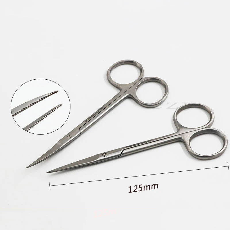 

Jin Yan 12.5cm Fine Scissors With Tooth Tissue Double Eyelid Nasal Shaping Tools Surgical Scissors With Tooth Thread Removing Sc