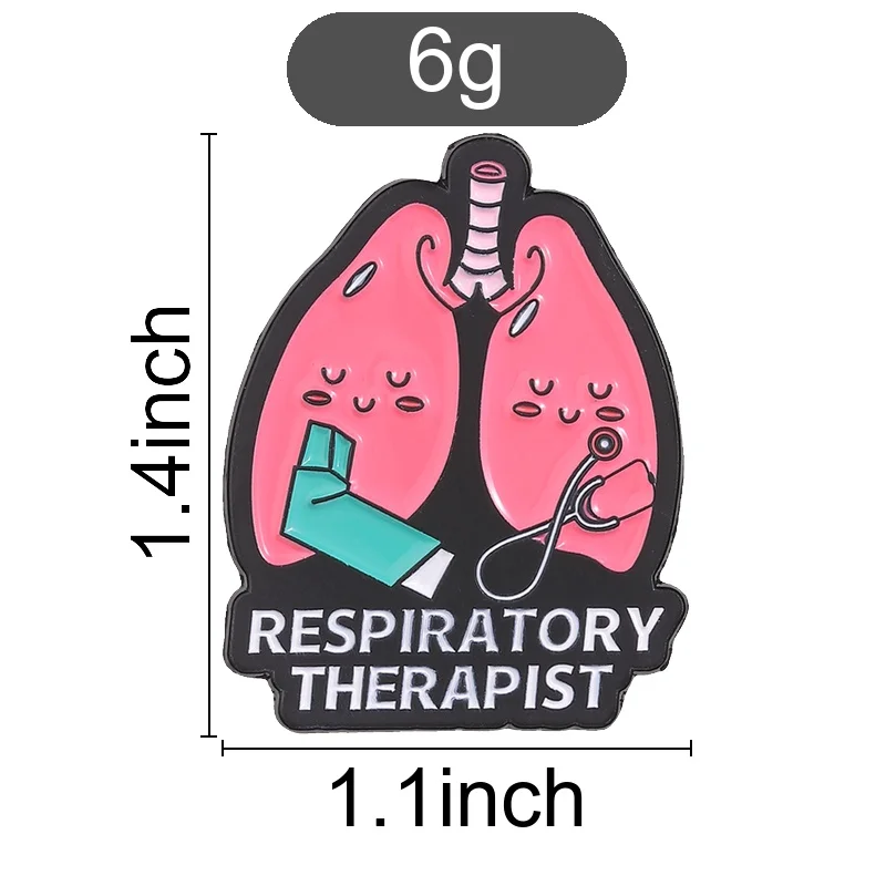 Respiratory Therapist Enamel Pin Cute Lung Brooch Cartoon Medical Organ Badge Nurse Doctor Lapel Pin for Backpack Work Bag Decor