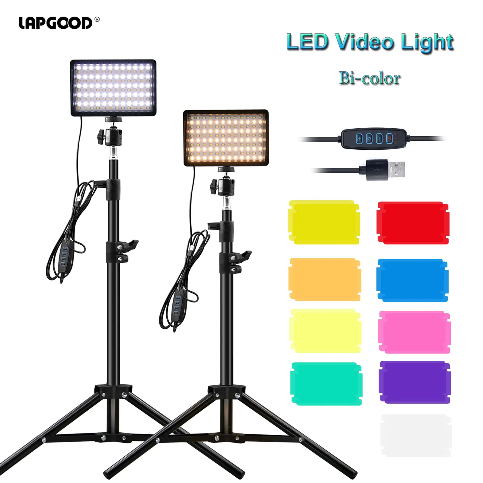 

LED Video Light Dimmable Selfie Fill Lamp Bi Color Photography Lighting With Tripod Stand USB Panel Lamp Kit for Studio Shooting