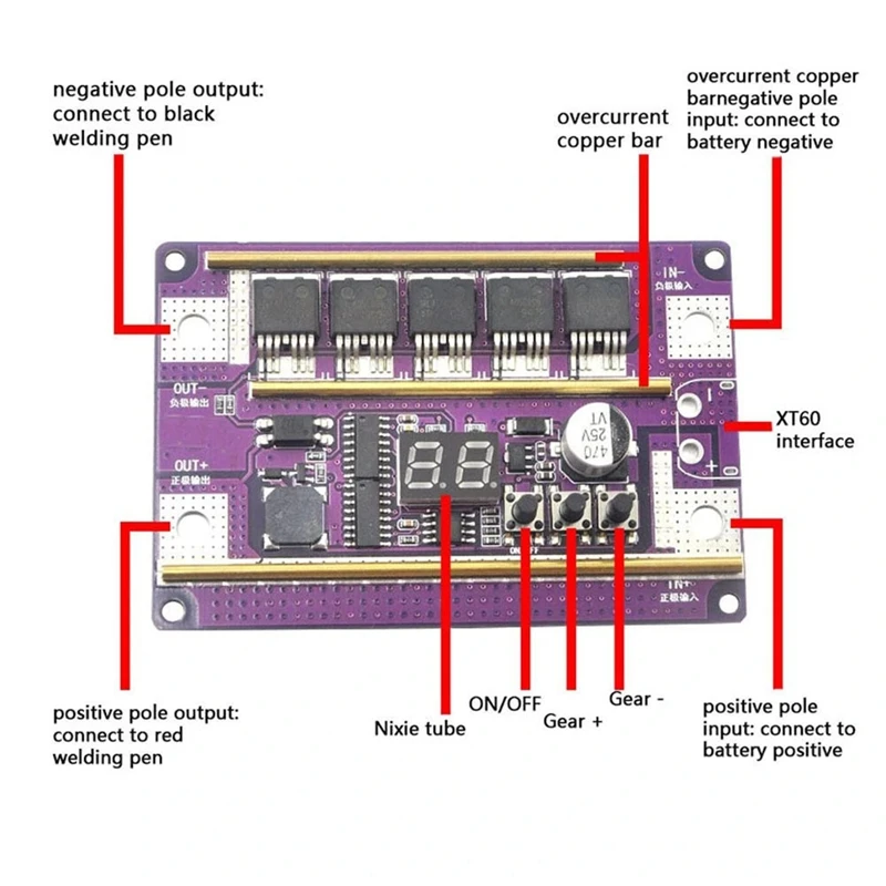 Imagem -03 - Placa de Controle de Soldagem para Bateria 18650 Mini Máquina de Soldador Kit Faça Você Mesmo 99 Engrenagens de Energia Pontos Ajustáveis