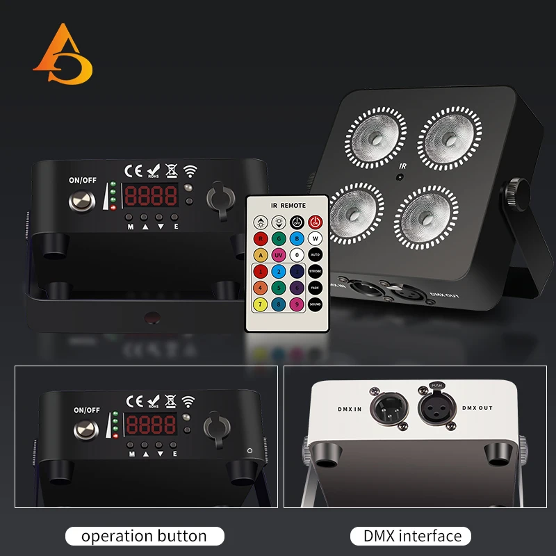 DMX LED 4x18W RGBWA UV 6IN1 Color Battery Wireless  Led Par Light Mini Battery Party Light 2.4G Wireless