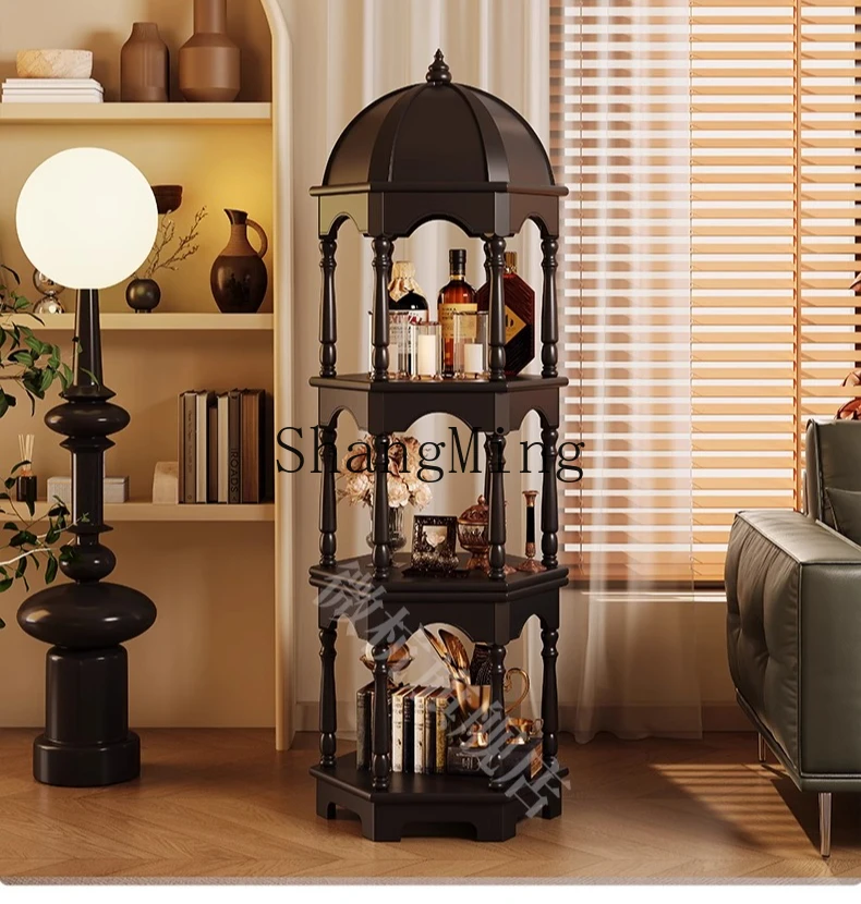 خزانة تخزين من الخشب الصلب CL، خزانة زخرفية جانبية للأريكة في العصور الوسطى