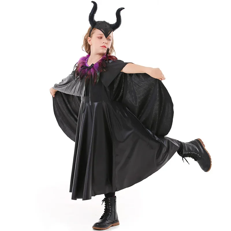 

Halloween Carnival Party Movie Sleeping Beauty Kids Witch Costume Children's Day Girls Demon Queen Vampire Cosplay Dress