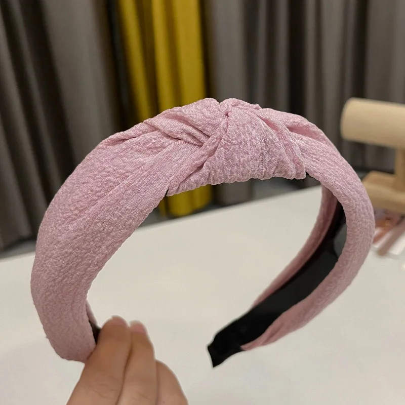 

Non-Slip Knotted Headband Solid Fabric Hair Band for Women Girls Stretchable Wide Headwrap for Sports Workout Yoga Running