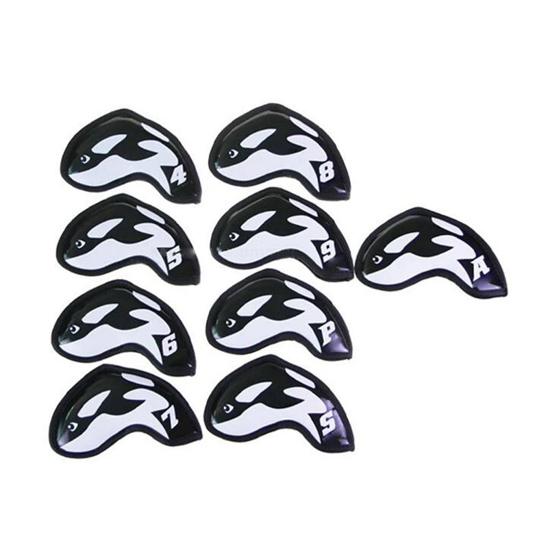 Golf Iron Cover Golf Club Head Cover Killer Whale Iron Protective Cover Whale Club Cap Cover Pu Waterproof 9Pcs/Group