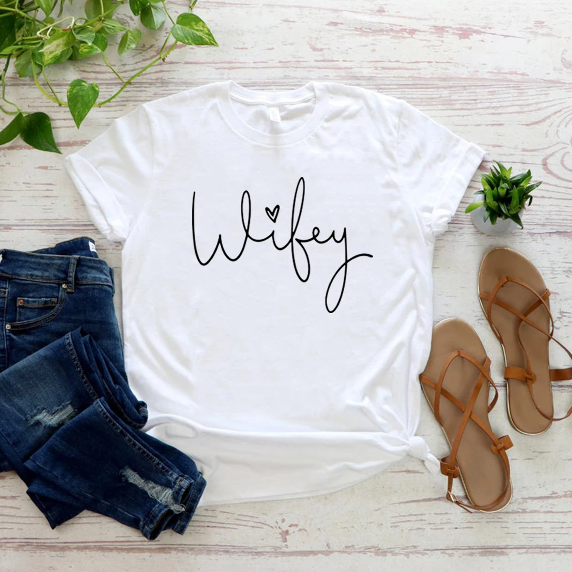 Wifey T-shirt Bridal Shower Gift Engagement Shirts Top Gift for Bride Women Graphic T Shirts Short Sleeve Tshirt Tees Female