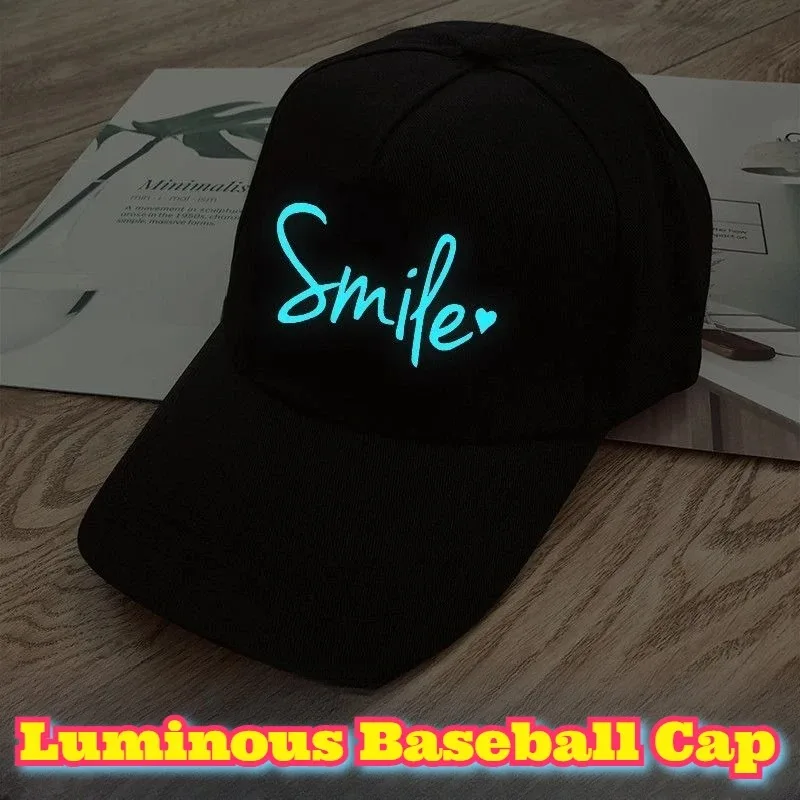 

Glow Baseball Cap Fashion Unisex Trendy Sun Protection Casual Student Japanese Style Night Light Daily Outdoor Wear Versatile