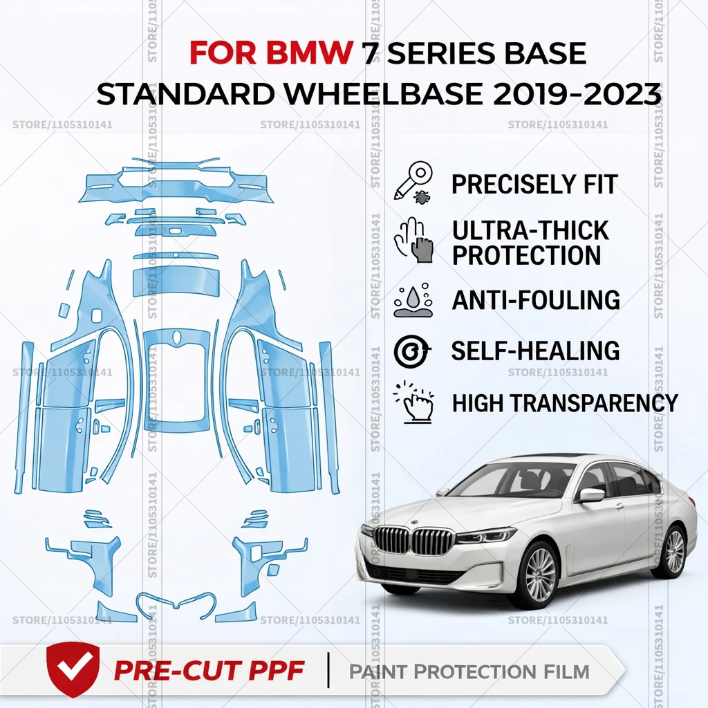 

Предварительно нарезанная прозрачная защитная пленка PPF для автомобиля, защитная пленка для переднего бампера, прозрачная защитная пленка для BMW 7 серии, базовая версия, стандартная колесная база, 2019-2023 гг.