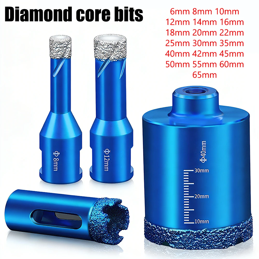 

M10 Thread Dry Vacuum Brazed Diamond Core Drill Bit set Ceramic Granite Marble Stone Tile Hole Saw tool for Angle Grinder 6-65mm