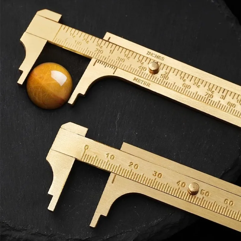 High Precision Pure Copper Vernier Caliper for Measuring Mini Cultural Walnut Copper Caliper Tin Welding Jewelry Caliper Ruler