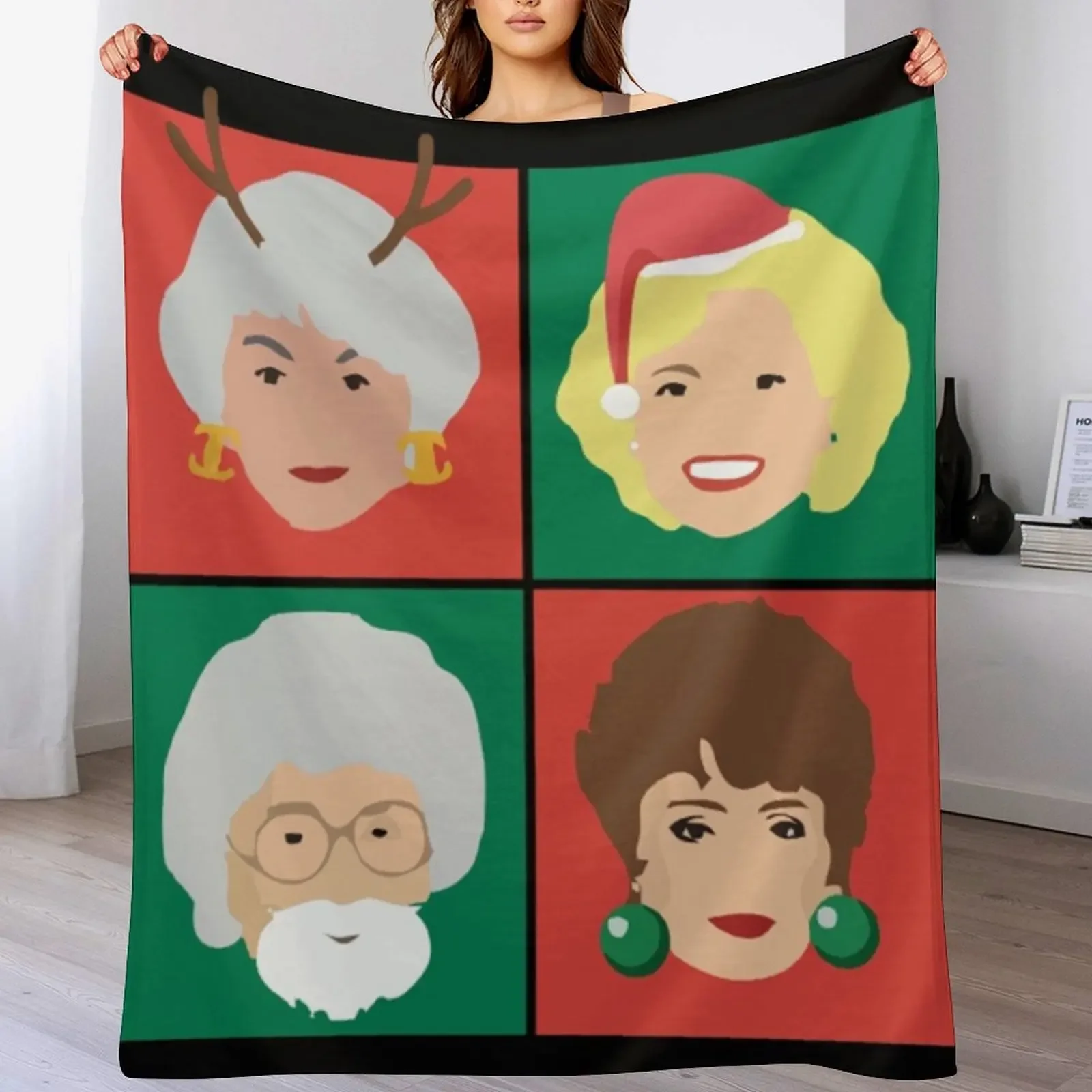 

Golden girls christmas Throw Blanket Blankets For Bed Soft Plush Plaid Flannel Fabric Sofa Quilt Blankets
