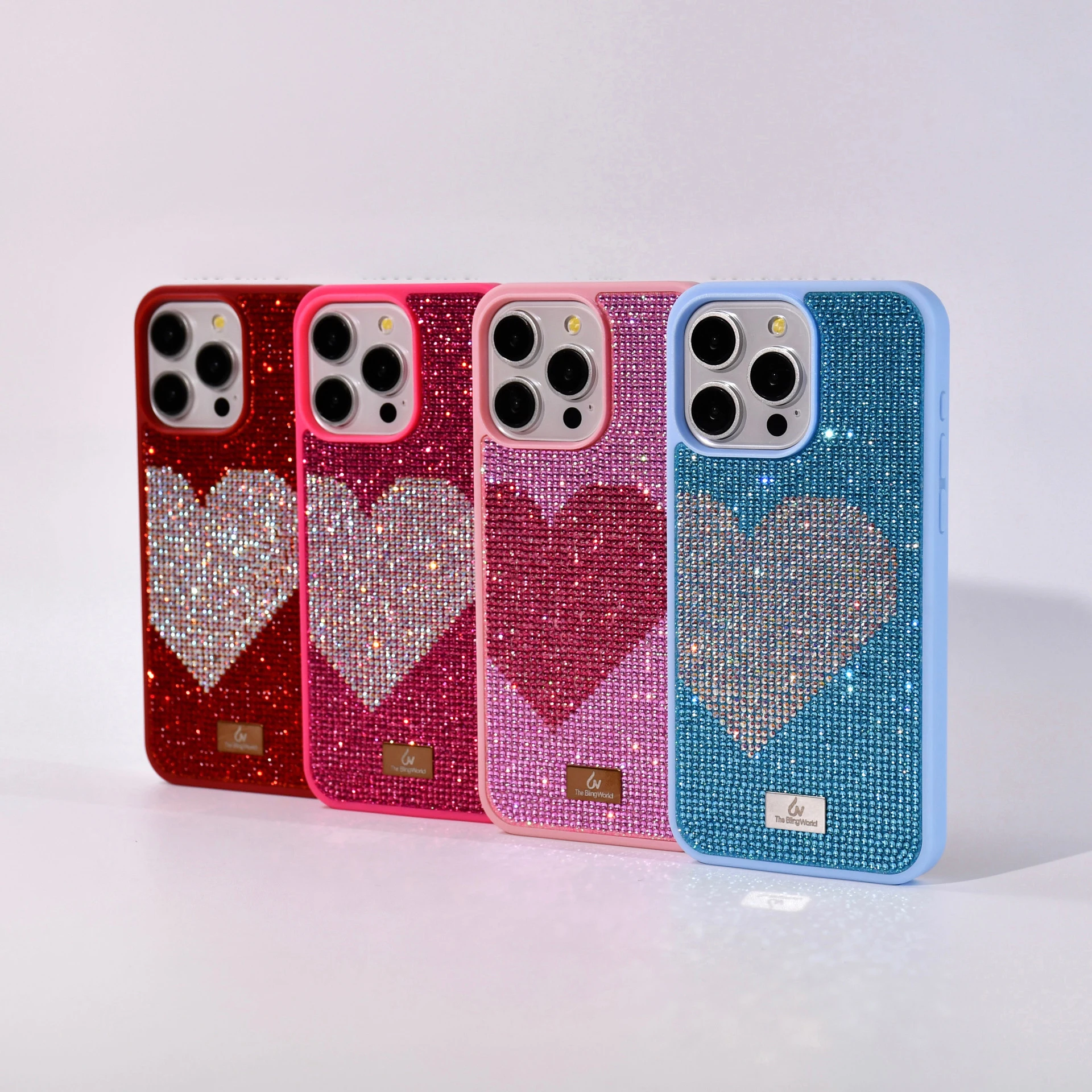 Glitter Diamond Half Heart Case For Apple16promax 15 14 Tpu Bezel Full Cover Iphone13pro 12 11 Ladies Elegant Glitter Phone Case