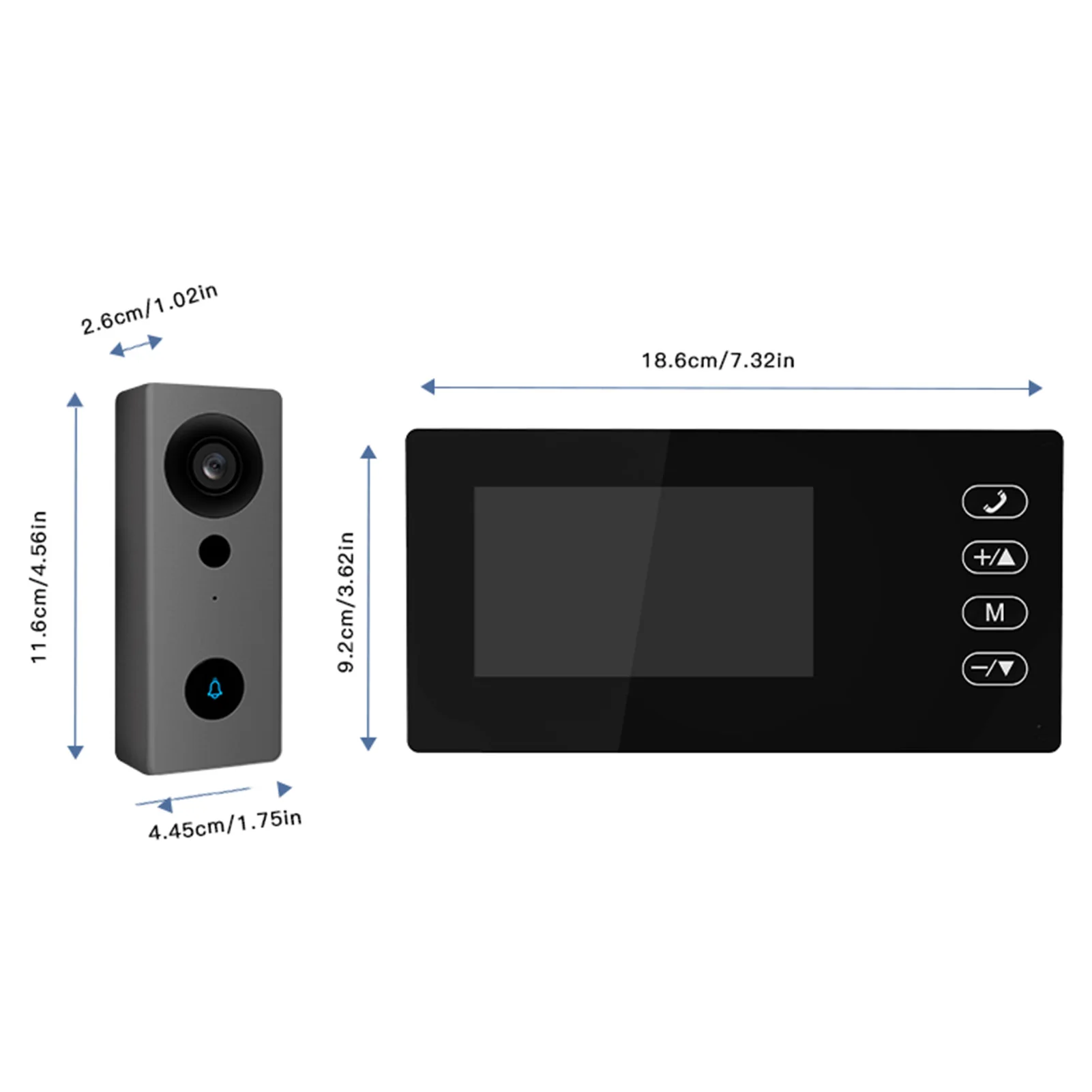 2.4G Wireless Video Doorbell Camera with Display Screen 4.3 Inch IPS Screen Video Door Phone Camera Kits Night Viewing