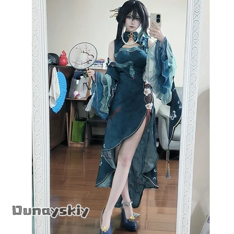 

aBMS*/Honkai Star Rail Ruan Mei Lan Qing Xian Cosplay Costume Anime Game Roleplay Outfit Female Traditional Style Dress Prop Cos