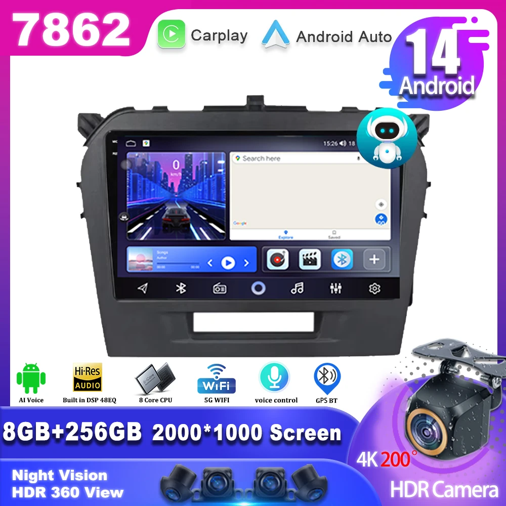 

car android13 For Suzuki Vitara 2015 - 2019 Car Radio Stereo Multimedia Video Player Navigation GPS Wireless Carplay DSP 7862CPU