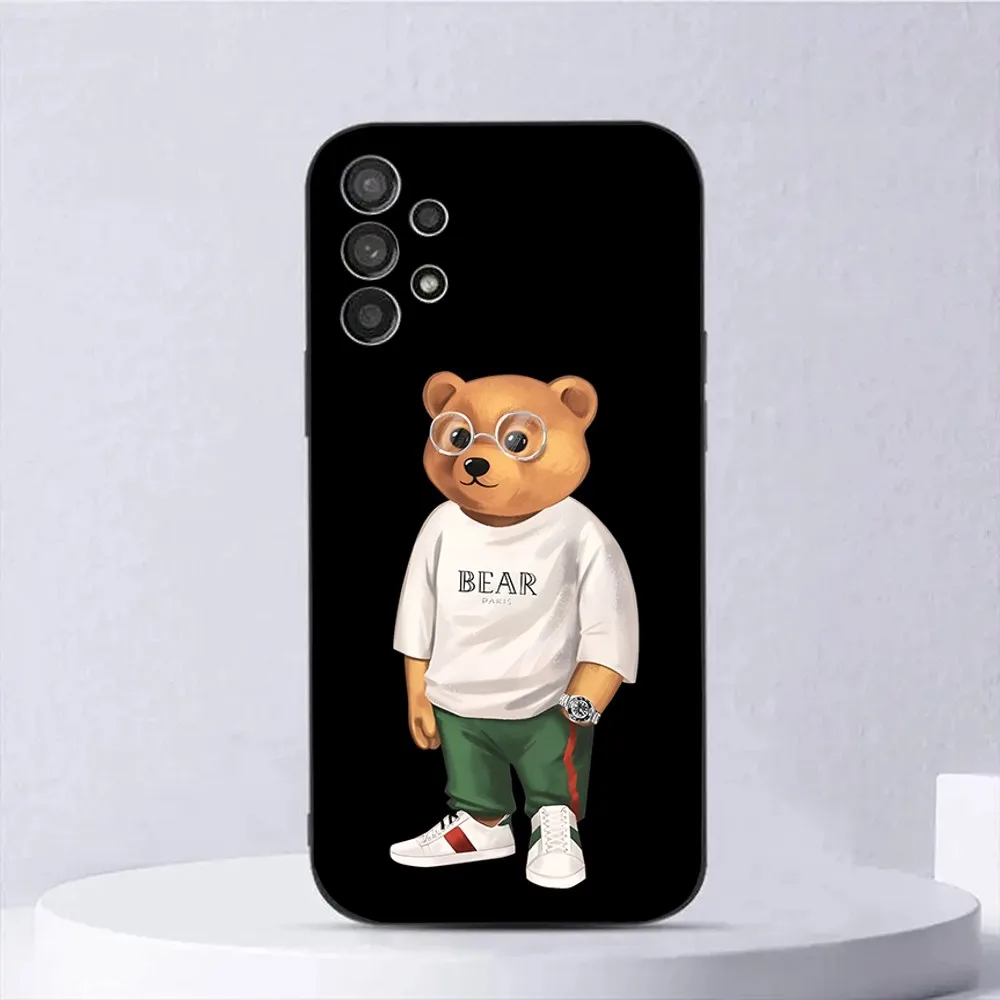 Fashion F-Filou Bear Phone Case For Samsung Galaxy A13,A21s,A22,A31,A32,A52,A53,A71,A80,A91 Soft Black Shell