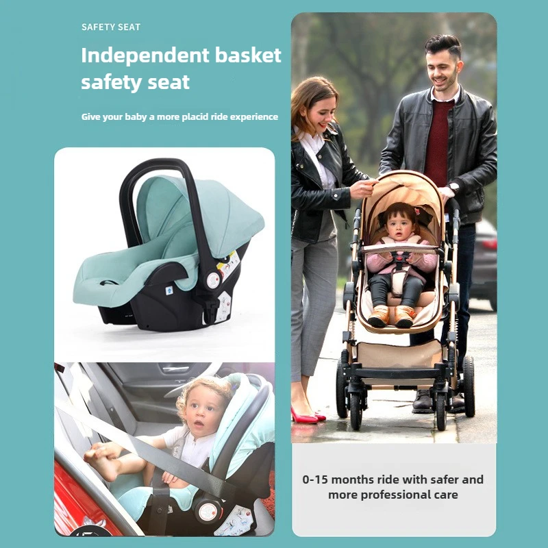 

Детская коляска 3 в 1, автомобильное сиденье, двусторонняя люлька с высоким ландшафтом, коляска для новорожденных, складная дорожная система