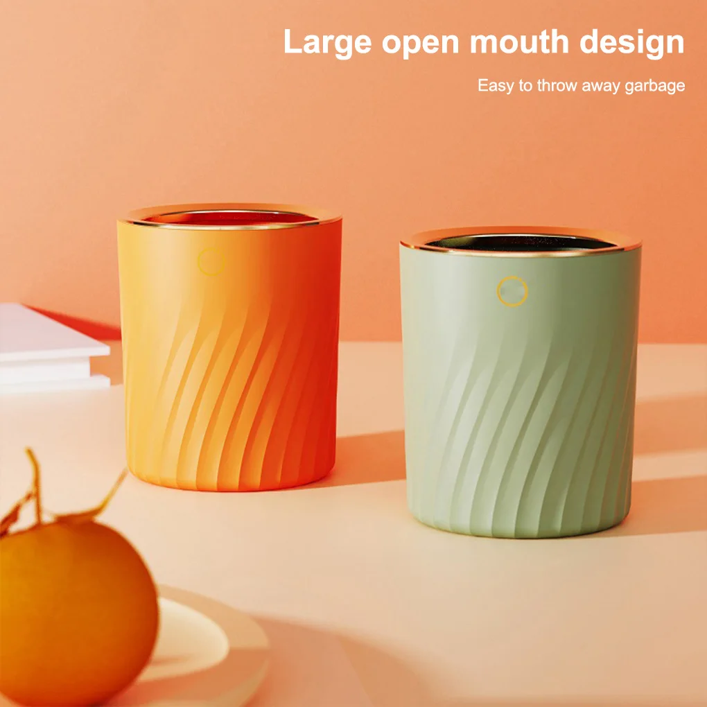 Trash Can Tabletop Large Open Waste Bin Barrel Plastic Dresser Household Storage Litter Organizer Dustbin Orange