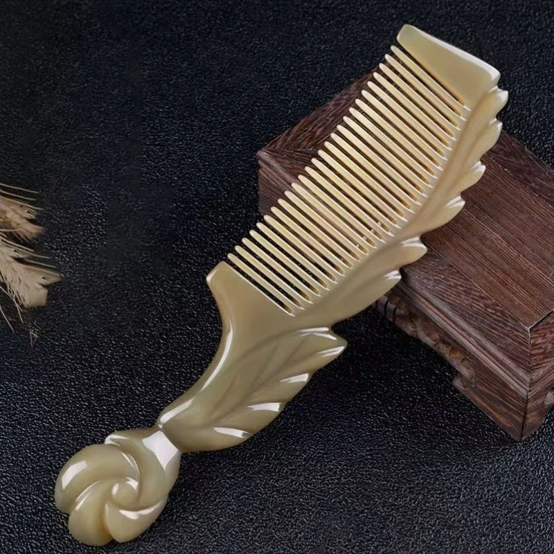 Horn pattern comb Horn plum blossom handle comb Horn massage
